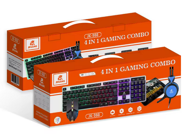 Two boxes of a 4-in-1 gaming combo set on a white background
