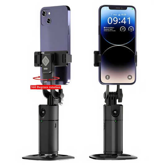 Q1 AI Tracking 360° Smart Phone Gimbal Stand - Auto-Face/Body Tracking Desktop Mount for Vlogging & Live Streams