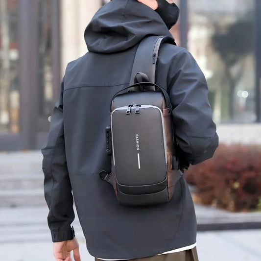 Men's Waterproof Anti-Theft Chest Bag with USB Port
