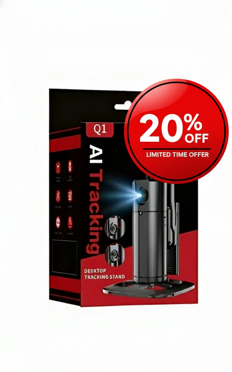 Q1 AI Tracking 360° Smart Phone Gimbal Stand - Auto-Face/Body Tracking Desktop Mount for Vlogging & Live Streams