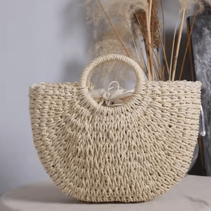 Zaya Tote – Handwoven Round Handle Straw Bag - Choices
